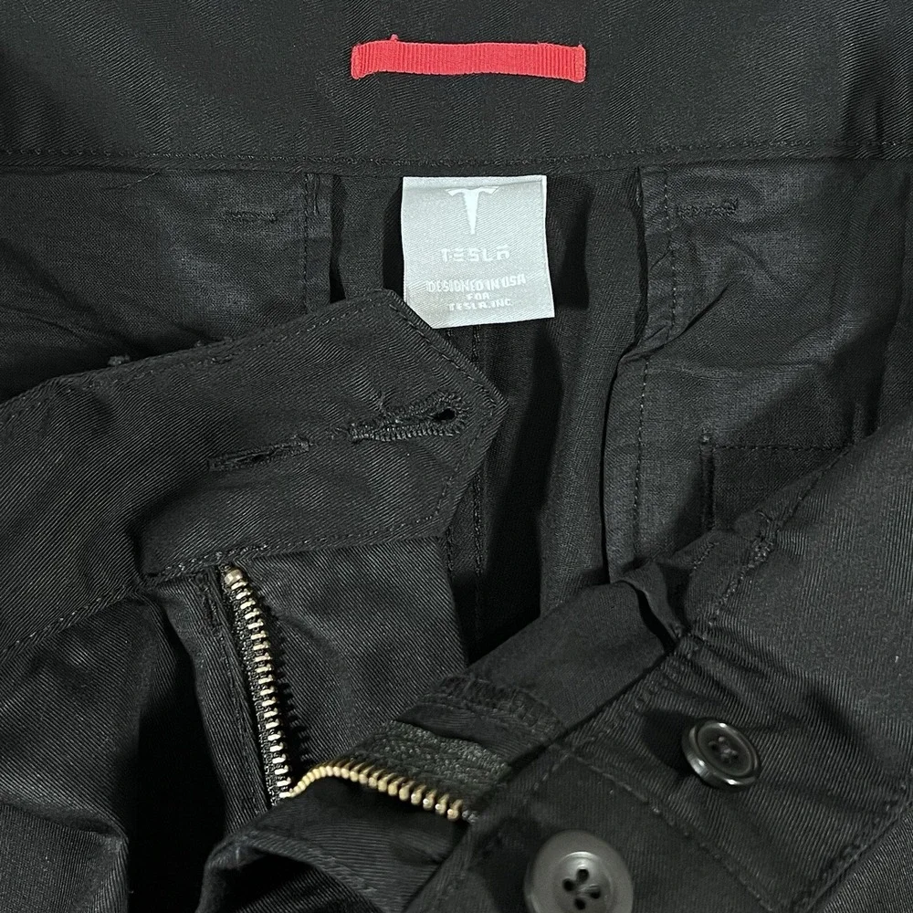 Tesla Motors Men's Black Reflective Work Uniform Pants Size 36x30 Staff Chinos - Picture 5 of 8